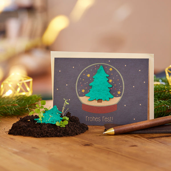 Tarjeta de Navidad - Feliz Navidad - Árbol de Navidad en bola de cristal