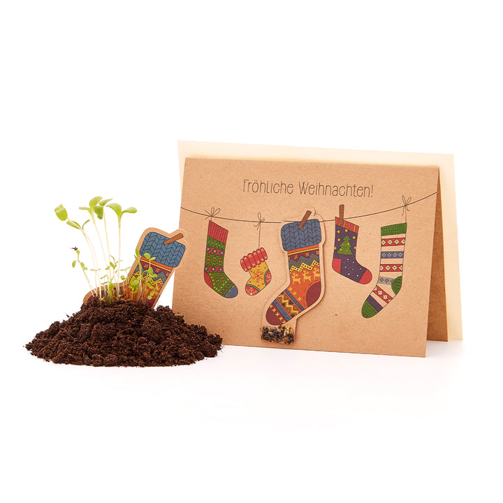 Tarjeta navideña con semillas para plantar "Feliz Navidad"