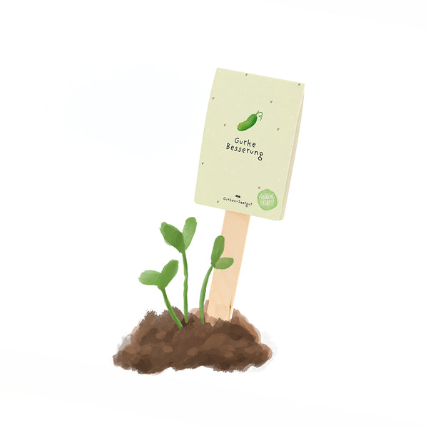 Ilustración de pequeñas plantas que crecen en el suelo con un cartel que dice "Recuperación del pepino".