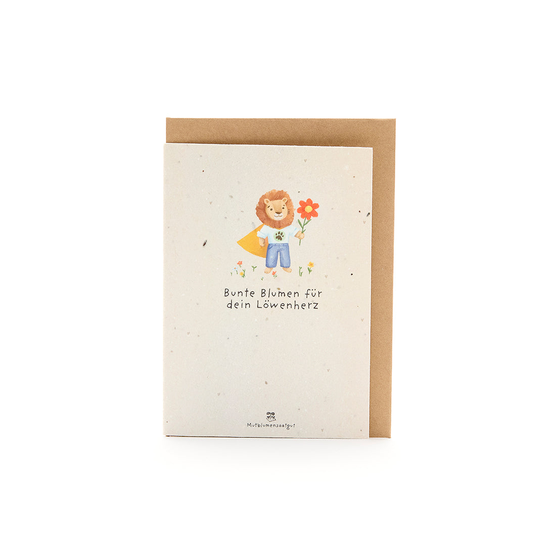 Tarjeta de felicitación para inicio escolar y comienzo de clases - León
