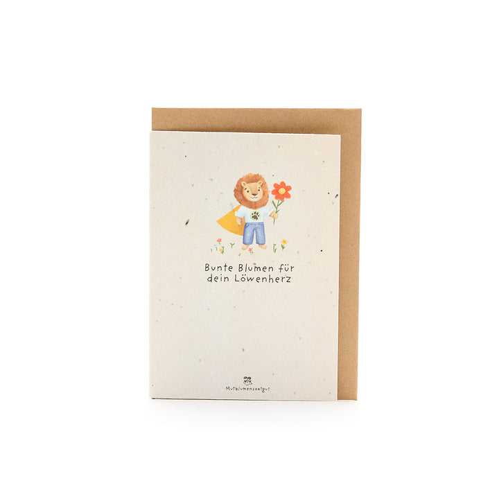Tarjeta de felicitación para inicio escolar y comienzo de clases - León