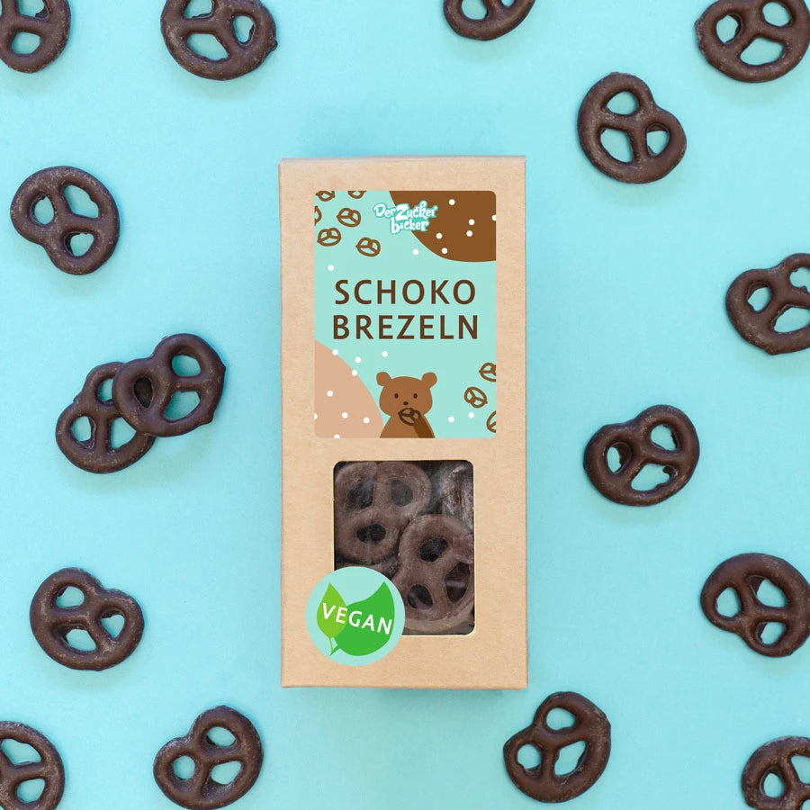 Pretzels veganos de chocolate y sal