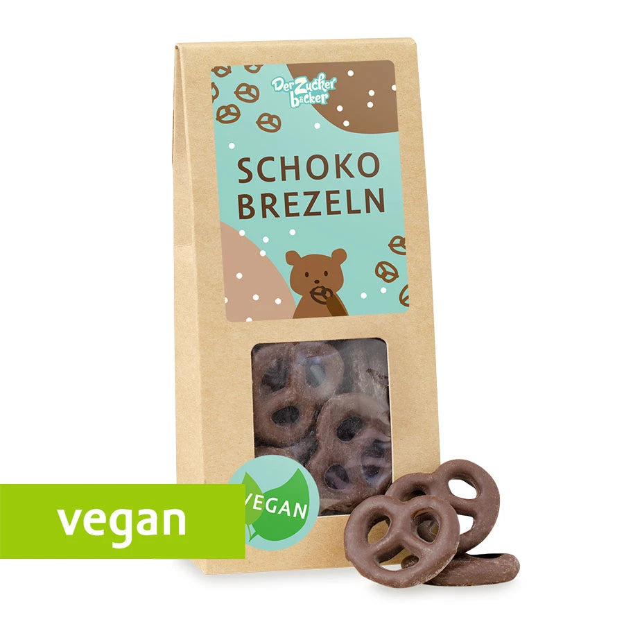Pretzels veganos de chocolate y sal