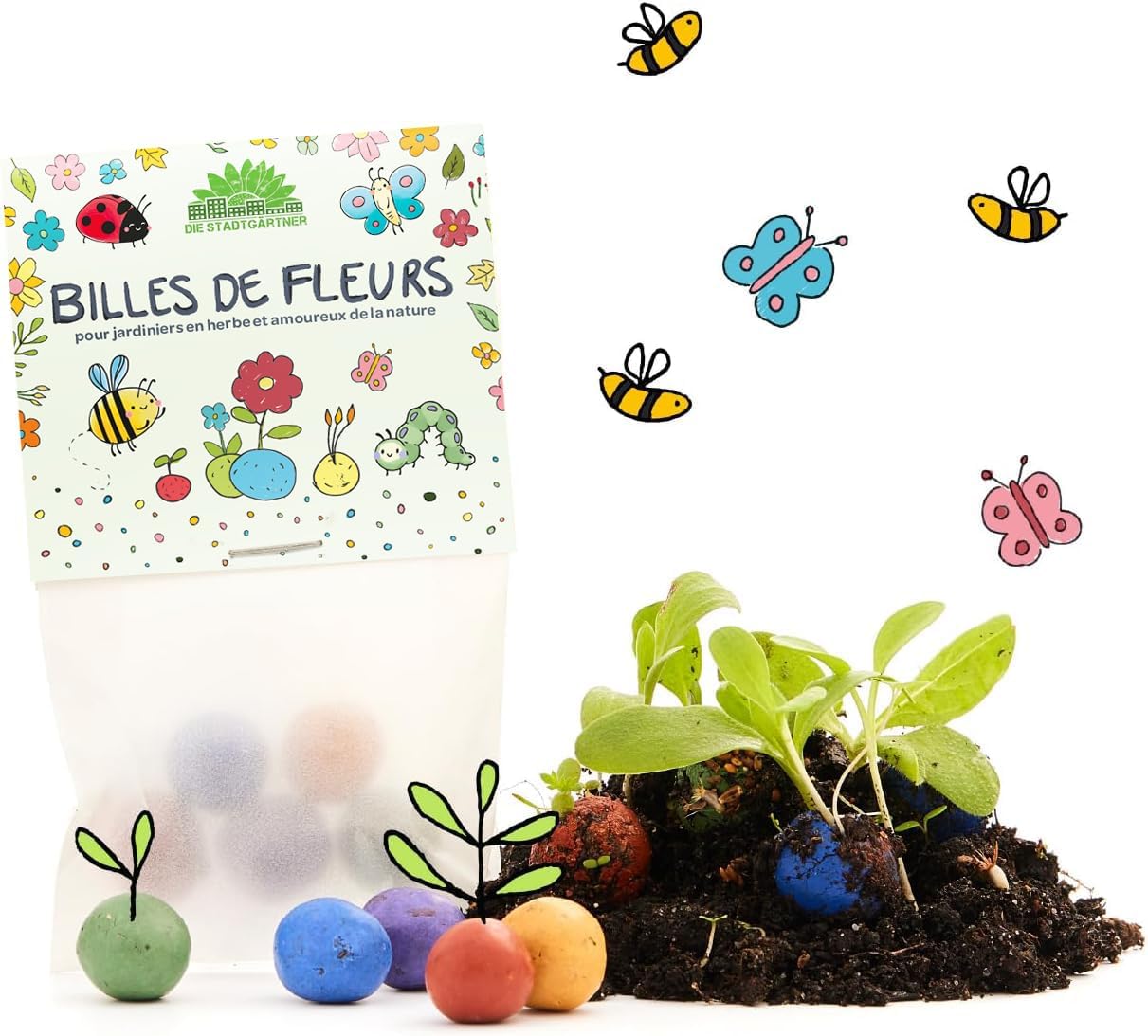 Lote de 10 billetes de 5x10 de flores de colores para niños