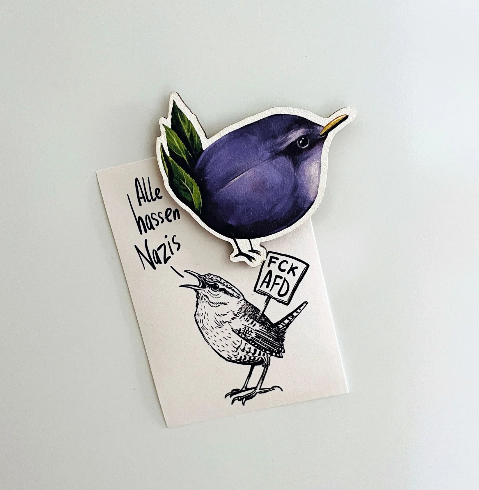 Pájaros vegetales con imán de madera – Plum King
