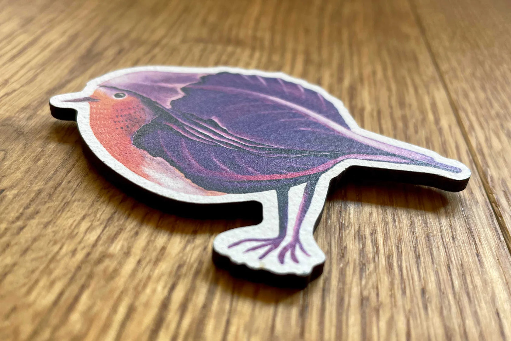Pájaros vegetales con imán de madera – petirrojo