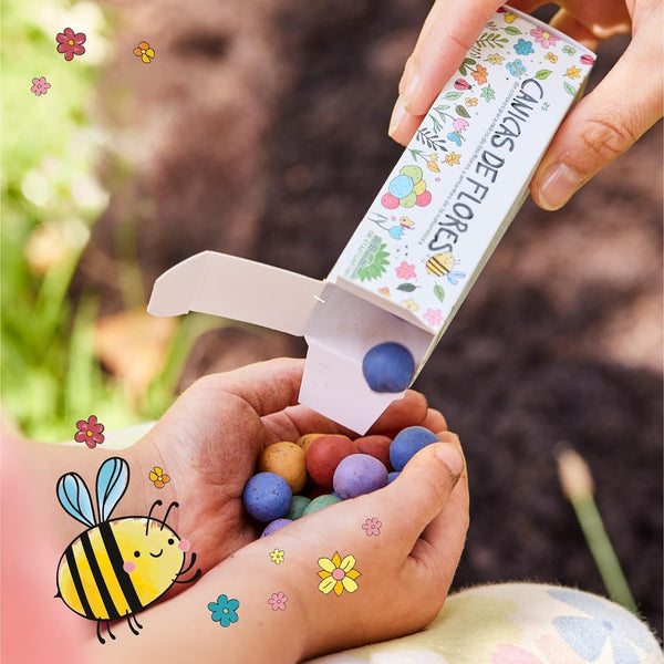 Canicas de flores - Paquete de 25 bolas de colores con semillas