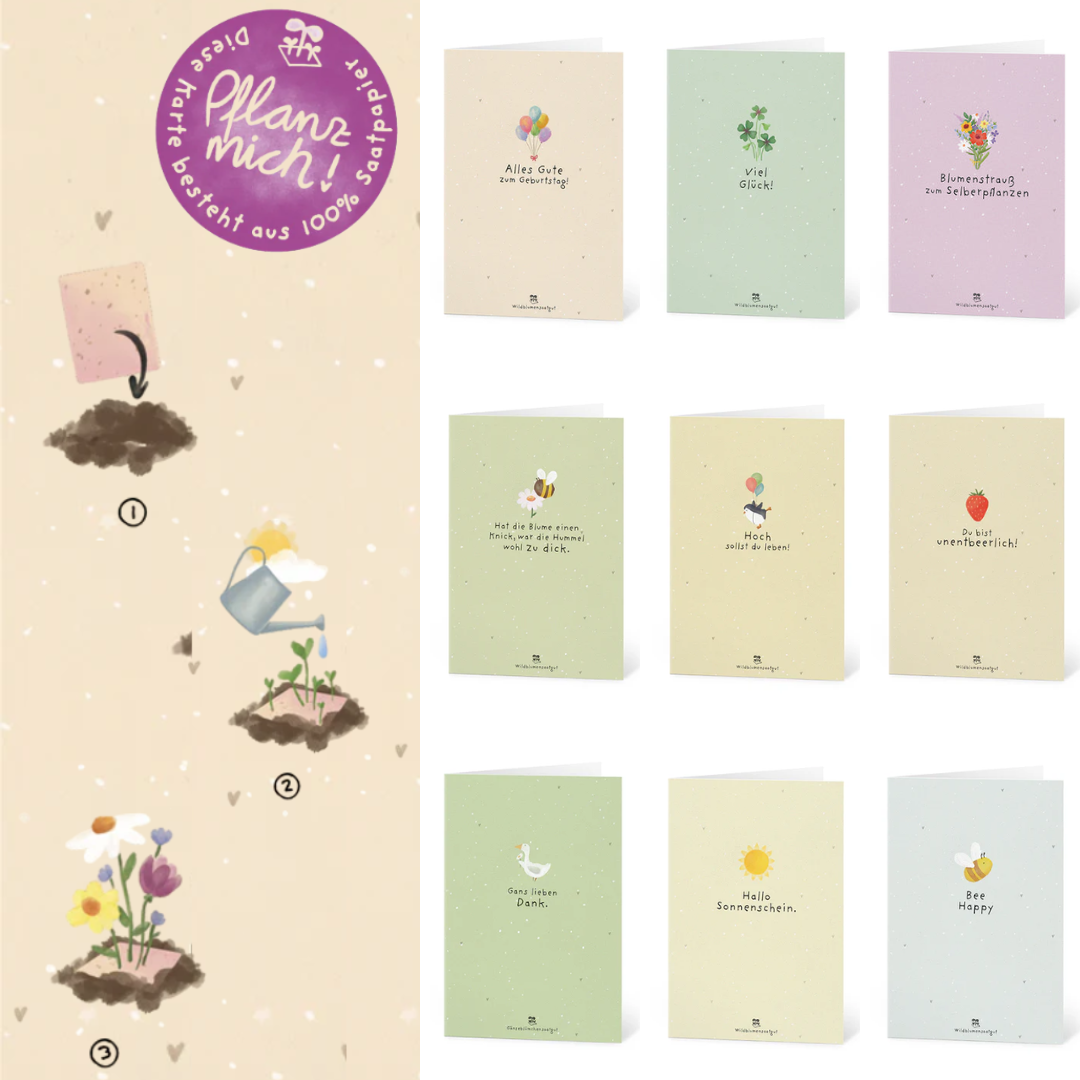 Saludos florecientes para cualquier ocasión: Set de 9 tarjetas de felicitación