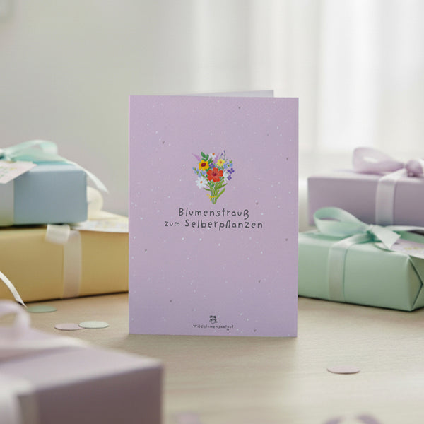 Tarjeta de felicitación - Ramo de flores para plantar tú mismo