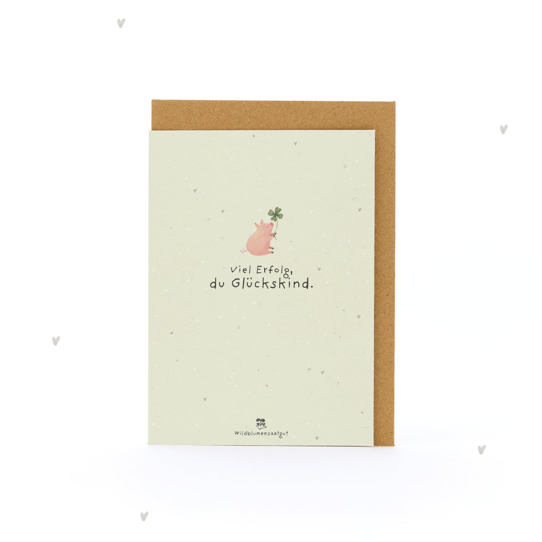 Tarjeta de felicitación - ¡Buena suerte, niño afortunado!