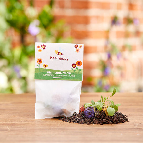 5 canicas de flores en bolsa de celofán