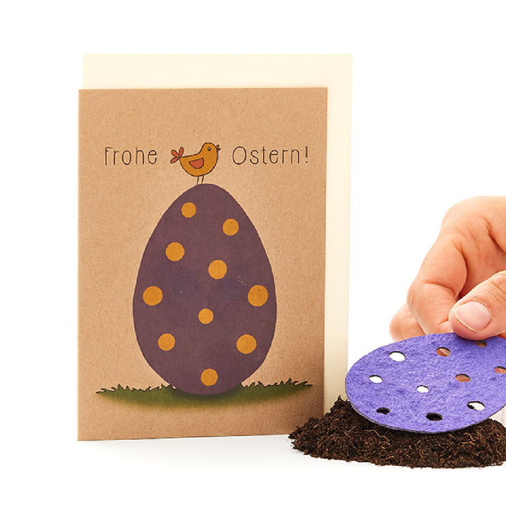 Tarjeta de felicitación de Pascua con papel de semillas para plantar.