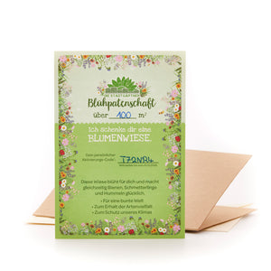 Patrocinio de flores abierto con tarjeta