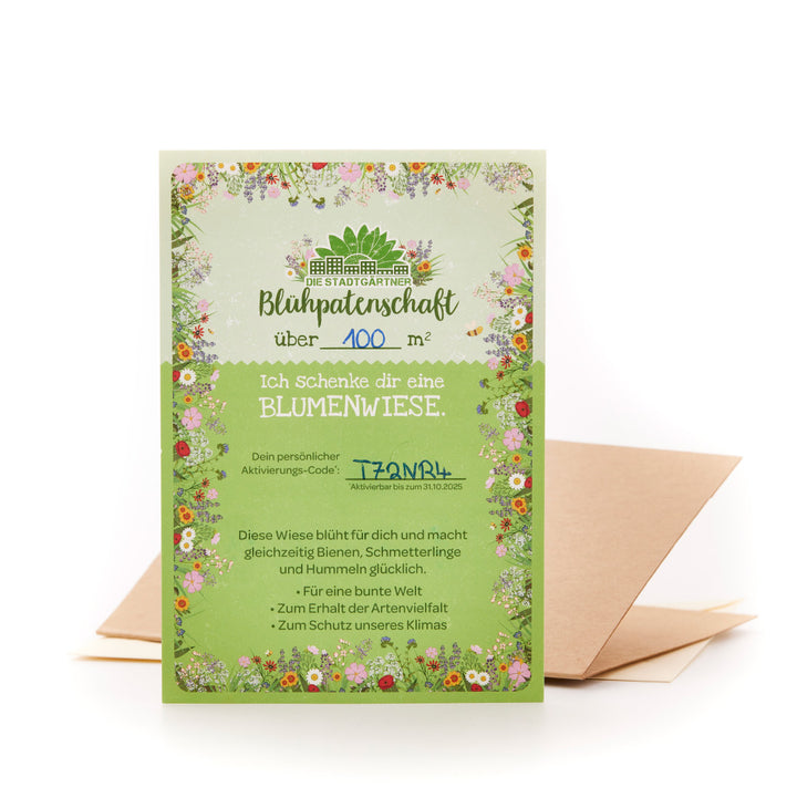Patrocinio de flores abierto con tarjeta
